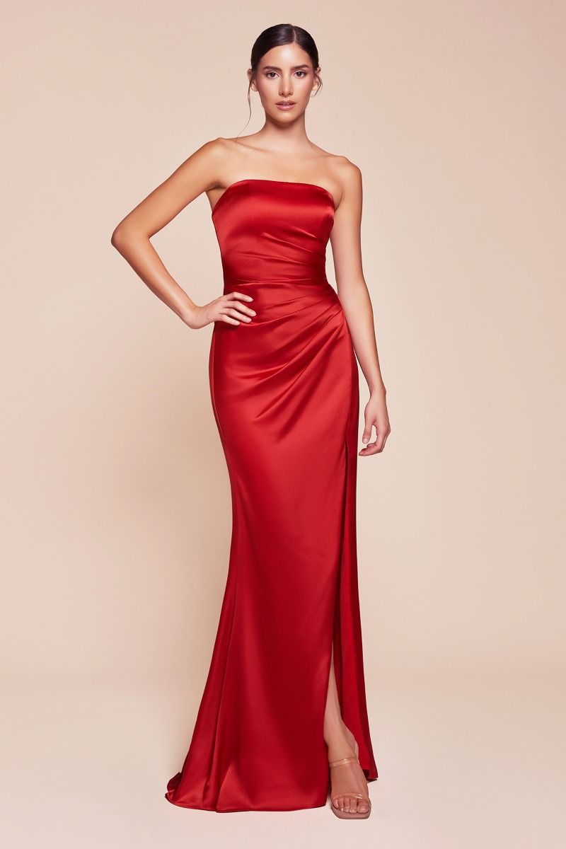 Strapless Satin Dress & Sash-7