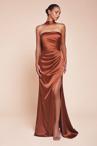 Strapless Satin Dress & Sash-9