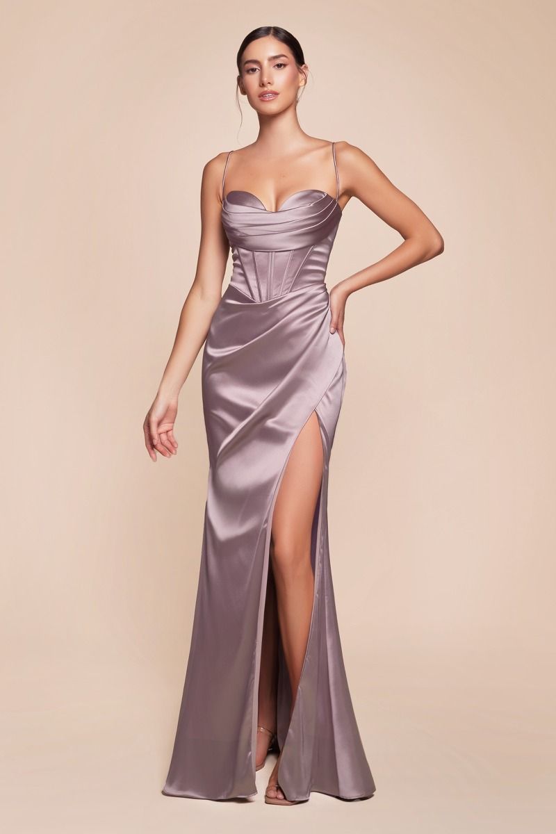 Corset Cowl Satin Gown - 2-8