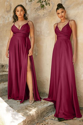 Soft Satin A-Line Sweatheart Neckline With Slit-2