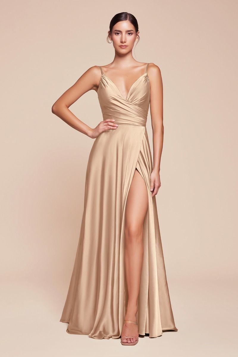 Soft Satin A-Line Sweatheart Neckline With Slit-6