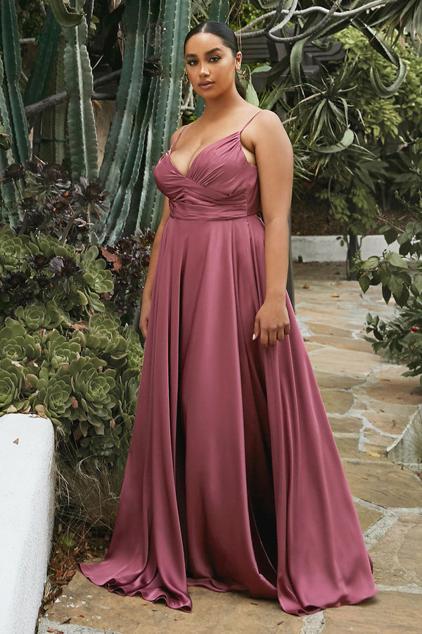 Sweetheart Neckline Soft Satin A-Line Curvy Fit-4