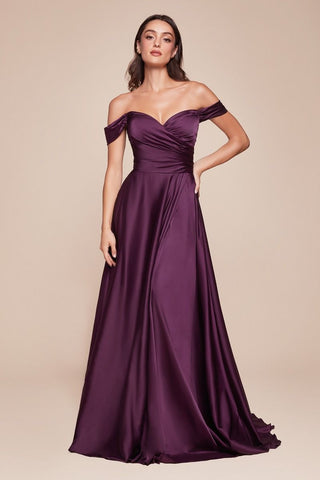 A-Line Satin Off The Shoulder Dress-7