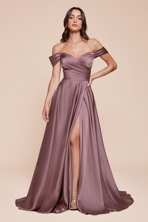 A-Line Satin Off The Shoulder Dress-8