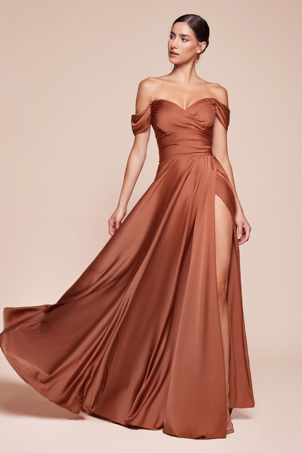 A-Line Satin Off The Shoulder Dress 2-1