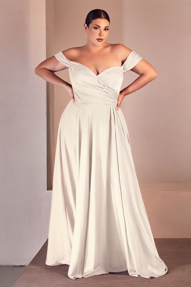 Soft Satin Off The Shoulder Bridal Gown-0