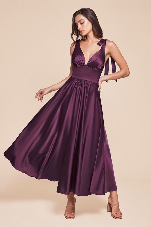 Tea Length Satin A-Line Dress-2