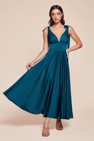 Tea Length Satin A-Line Dress-6