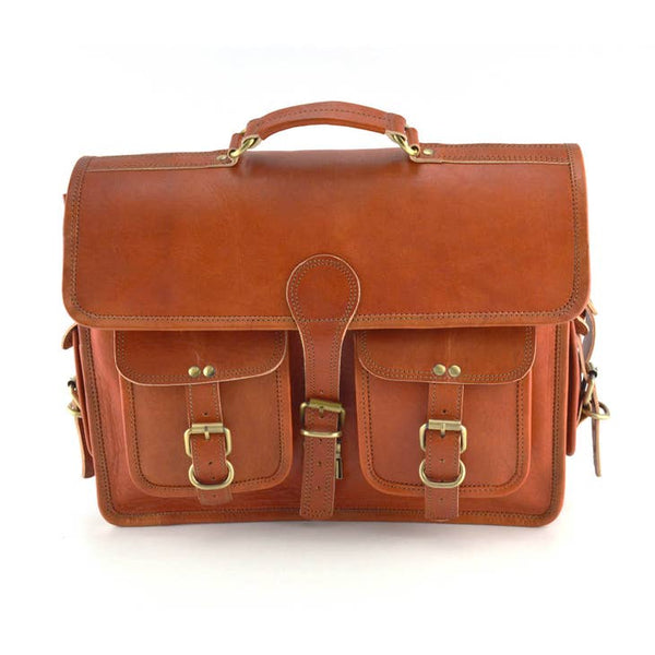 Jack Vintage Style Leather Laptop Briefcase-0