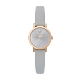 PIERRE CARDIN Women's Watch with Rose Gold Stainless Steel Case and Gray Leather Band-0