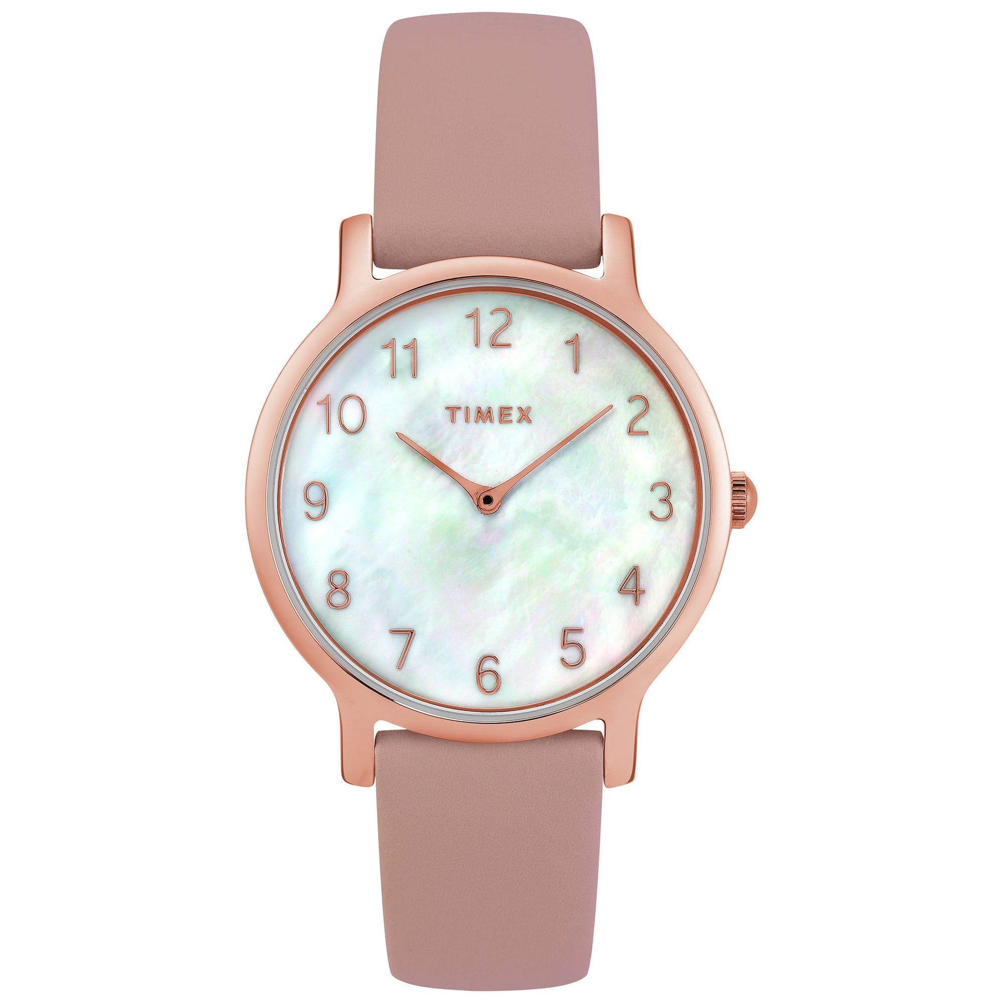 TIMEX Women's Watch with Rose Gold Brass Case and Pink Leather Band-0