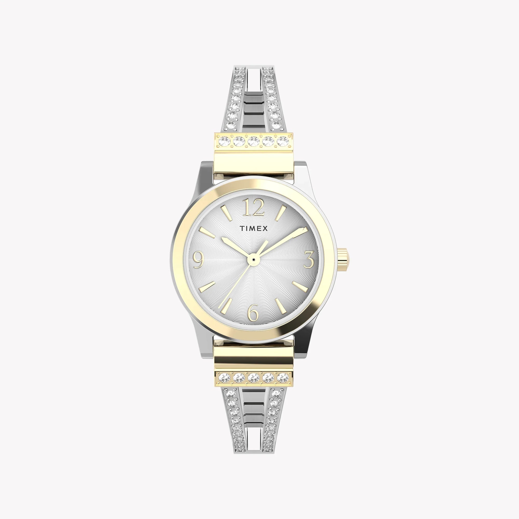 TIMEX TWO-TONE CHARM - ELEGANT WOMEN’S SEMI BANGLE WATCH WITH CRYSTAL ACCENTS-0