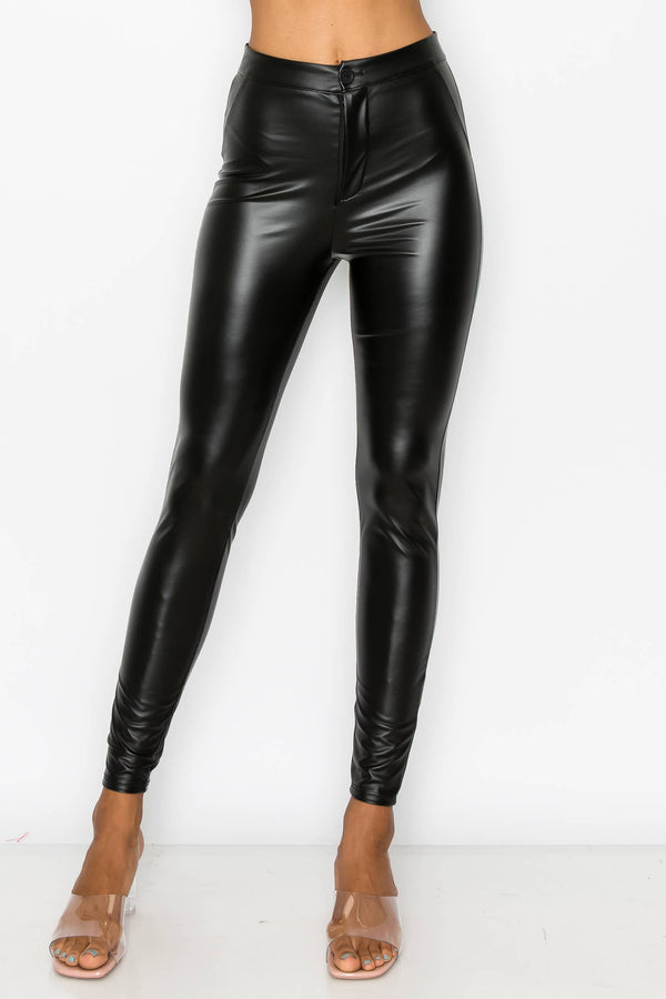 Martha Women's Black Leather Leggings-0