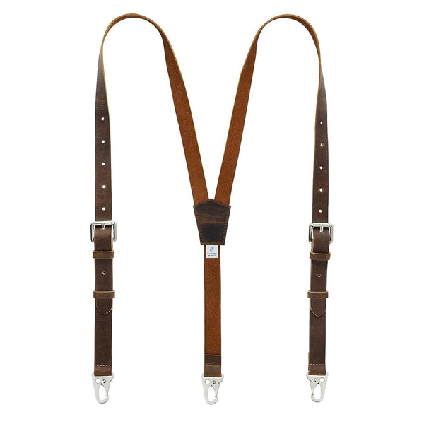 Calvin Crazy Horse Genuine Leather Adjustable Suspenders For Men-5