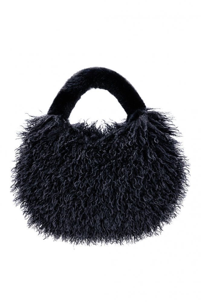 Black Bamboo Lyocell Faux Fur Bag-0