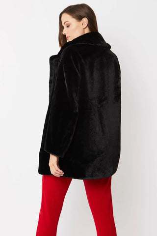 Black Faux Fur Midi Coat-3