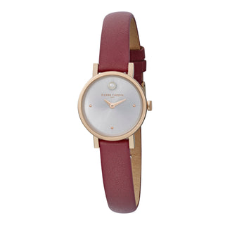 PIERRE CARDIN Women's Watch with Rose Gold Stainless Steel Case and Burgundy Leather Band-1