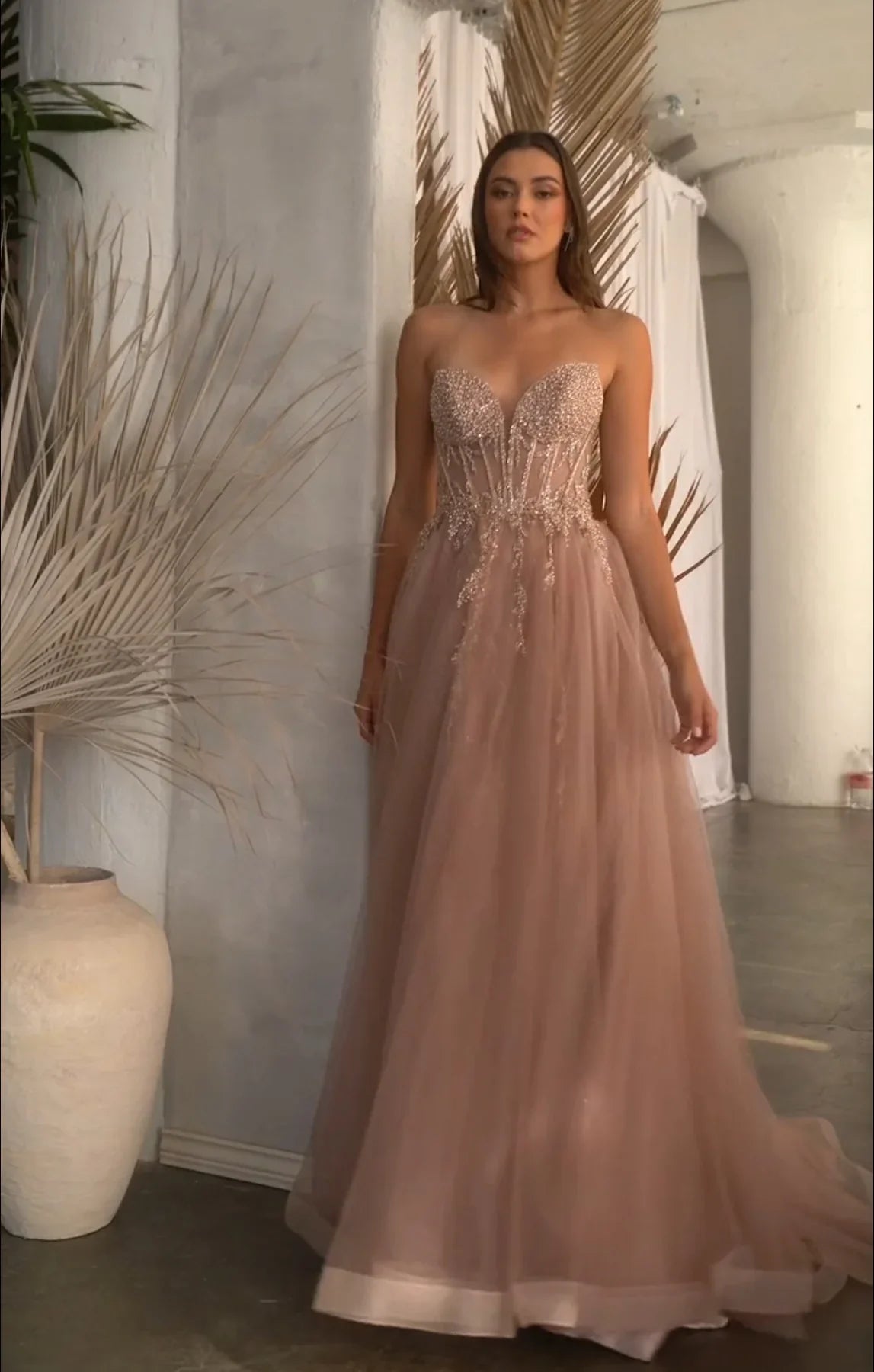 Strapless Layered Tulle Ball Gown-6