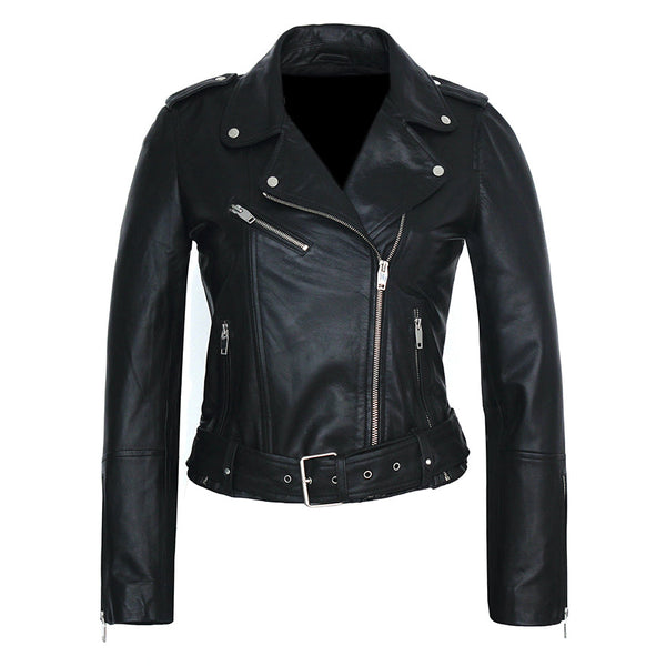 Carolina Womens Nappa Asymmetric Moto Leather Jacket-0