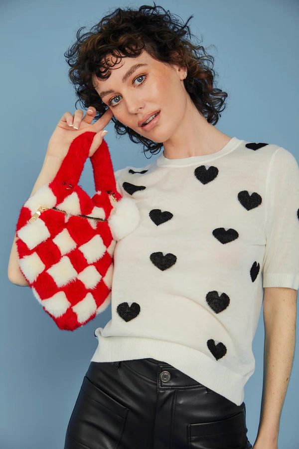 Red White Checkered Love Heart Bag-1