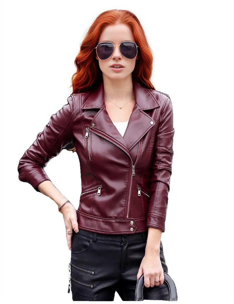 Crista Fall Genuine Leather Motorcycle Jacket for Women-4