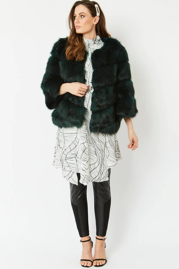 Dark Green Faux Fur Ella Coat-1