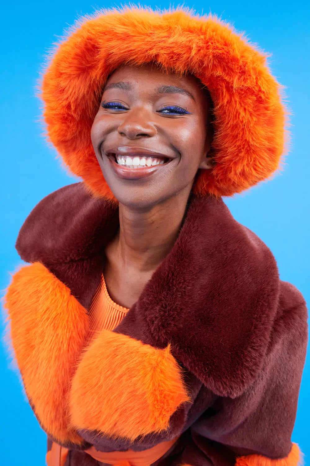 Orange Eco Bamboo Faux Fur Bucket Hat-2