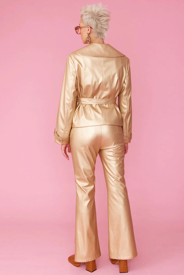 Faux Leather Metallic Gold Jacket-3