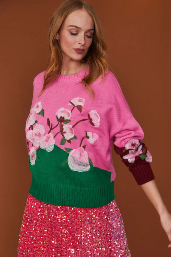 Floral Banana Peel Jumper in Pink-0