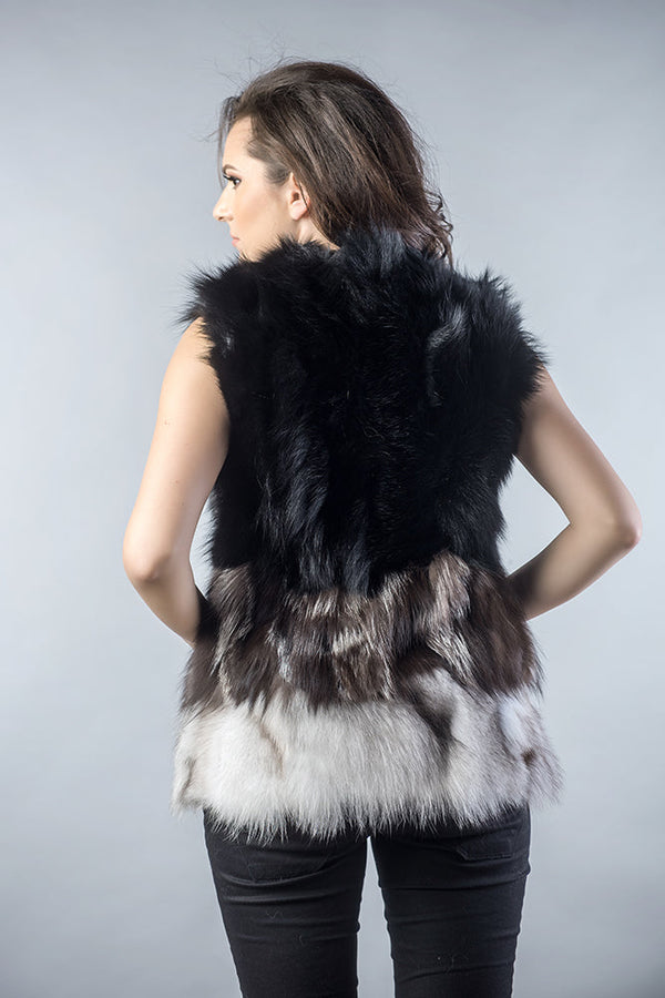 Multicolor Genuine Fox Fur Vest-1