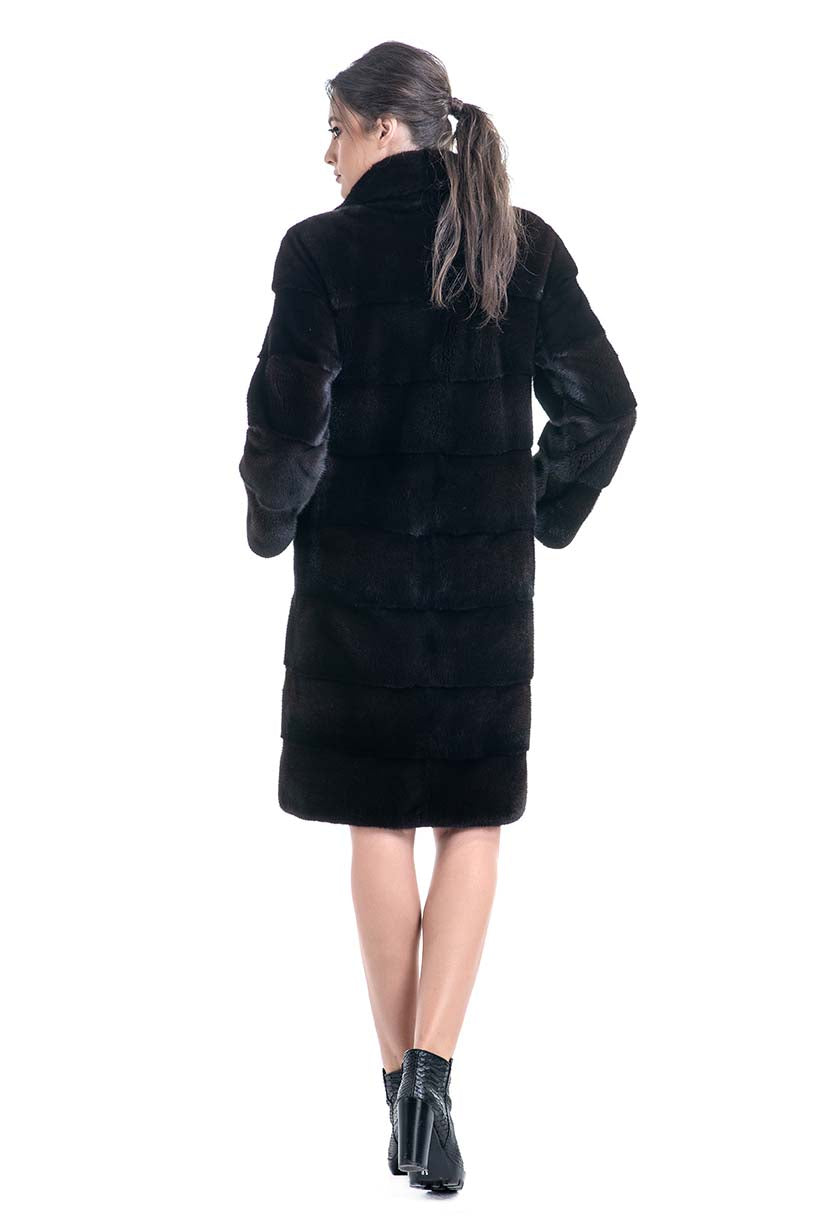 Dark Brown Genuine Mink Fur Coat-2