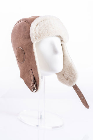 Beige Sheepskin Fur Hat-0