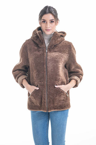 Cognac Nappa Lambskin Reversible Shearling Jacket-1