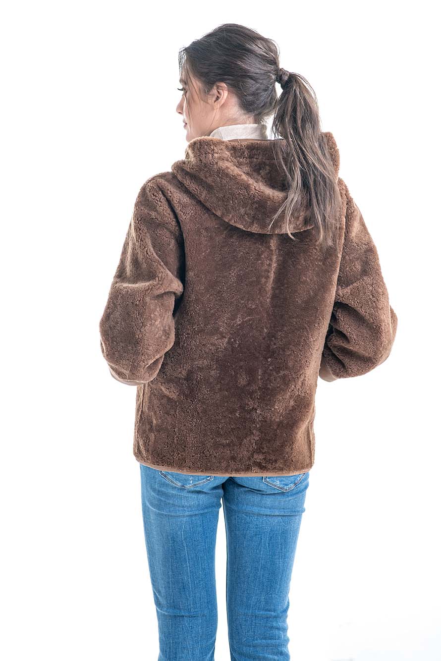 Cognac Nappa Lambskin Reversible Shearling Jacket-3