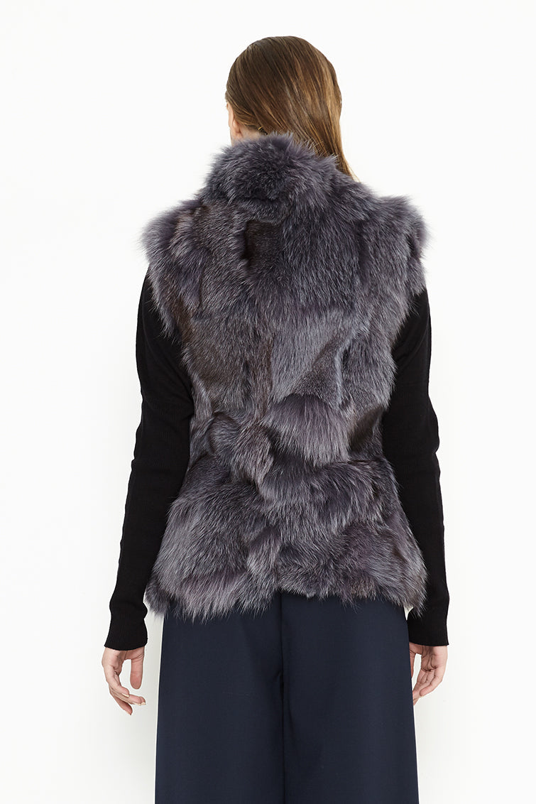 Purple Genuine Arctic Polar Fox Fur Vest-1