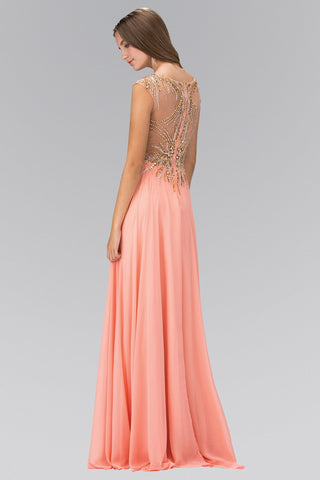 Floor Length Dress with Sheer Back and Bead Embellished Bodice-1