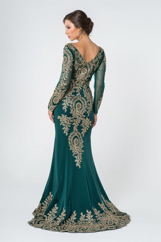 Rome Jersey Mermaid Long Dress with Sheer V-Back-1