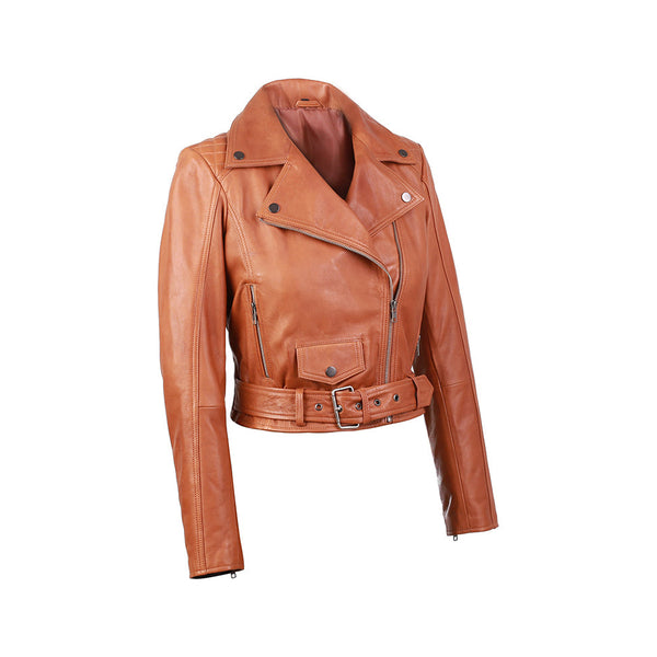 Gina Womens Quilty Short Biker Leather Jacket-1