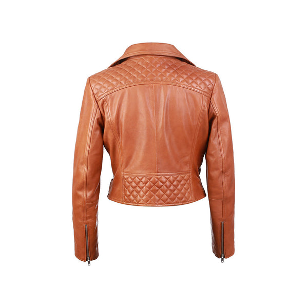 Gina Womens Quilty Short Biker Leather Jacket-3