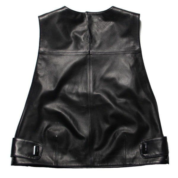 Glam Womens Genuine Leather Waistcoat Sheepskin-1