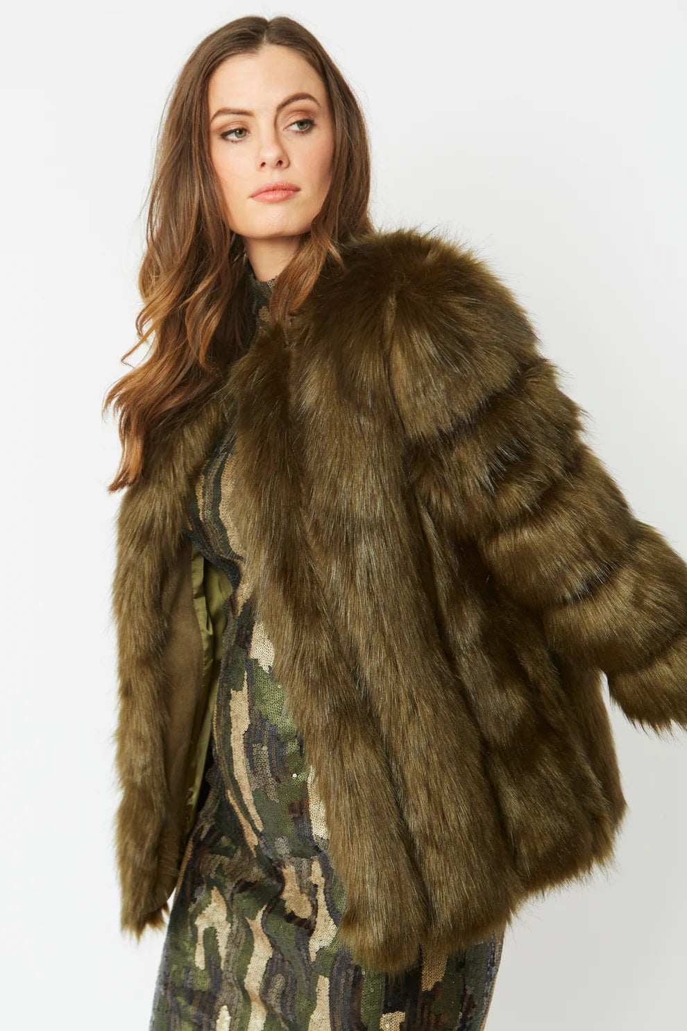 Green Faux Fur Coat-2