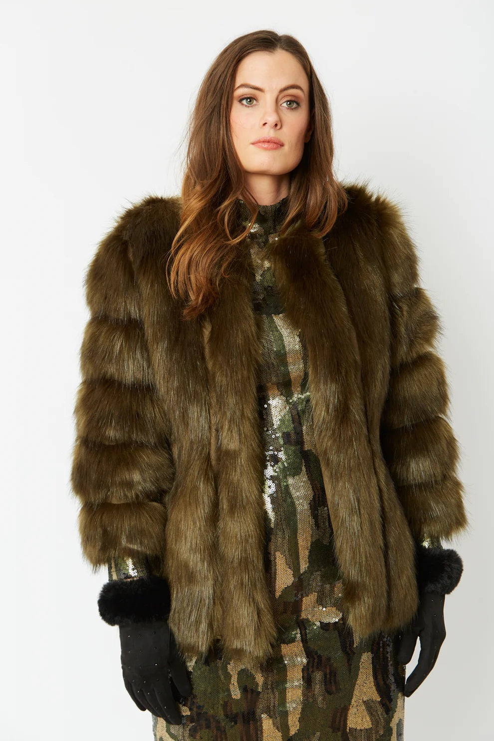 Green Faux Fur Coat-3