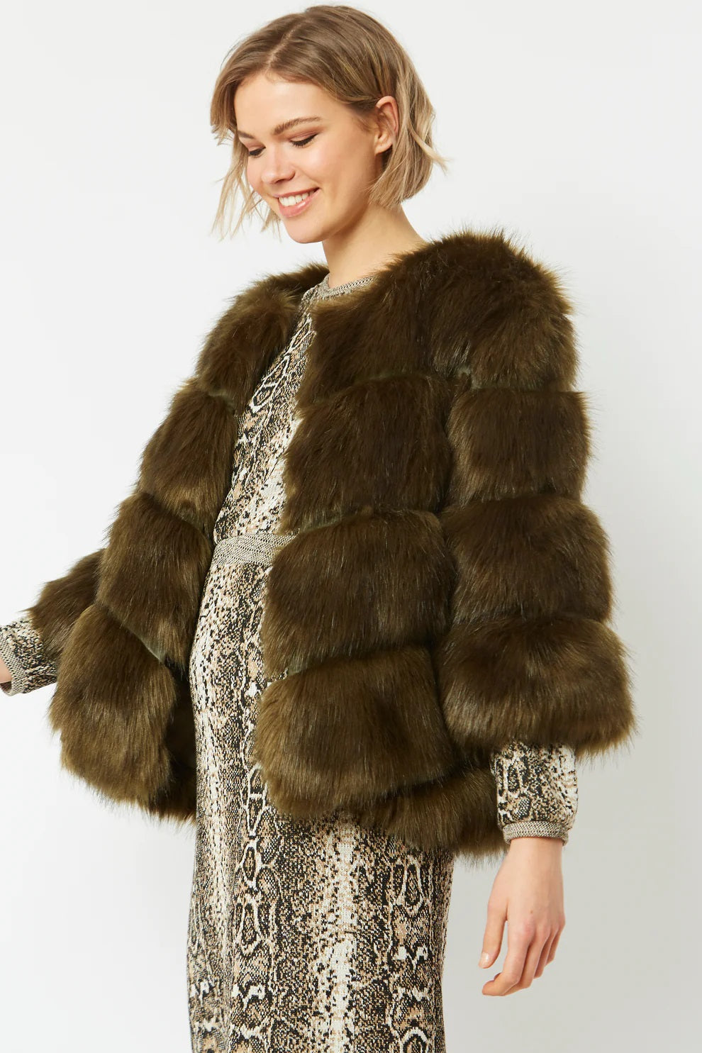 Green Faux Fur Ella Coat-0