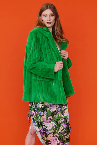 Green Faux Fur Midi Coat-1