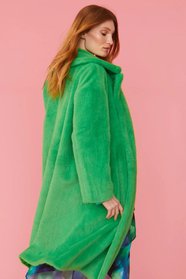 Green Faux Fur Duchess Maxi Coat-2