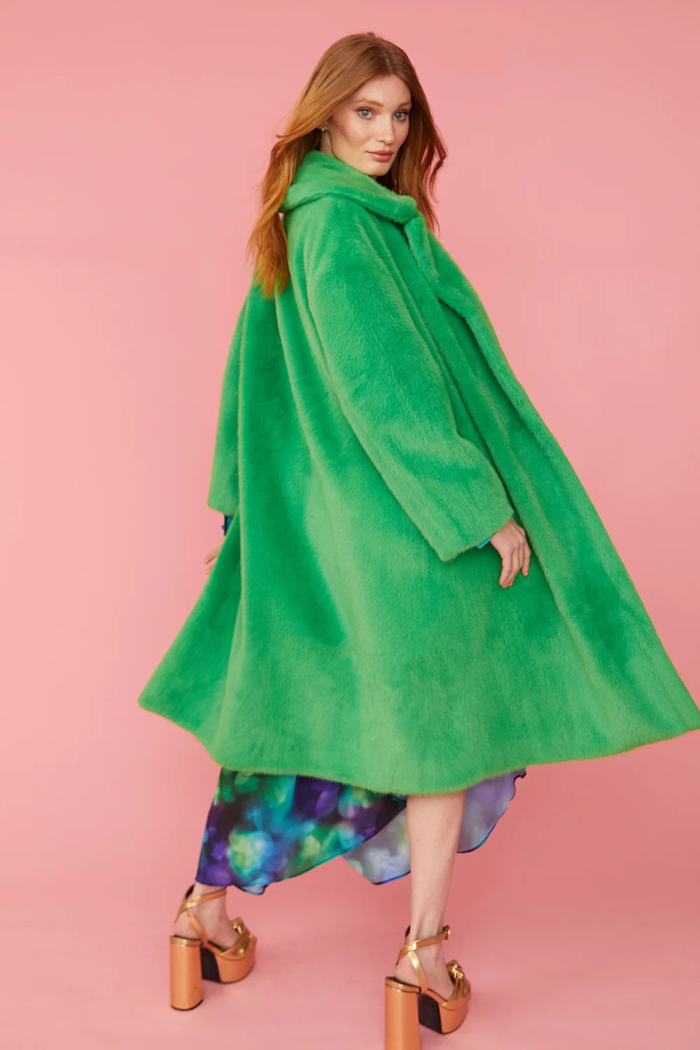 Green Faux Fur Duchess Maxi Coat-3