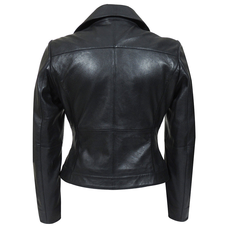 IL Womens Rigid Short Biker Leather Jacket-2