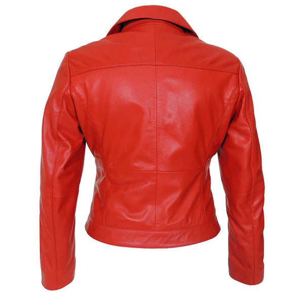 IL Womens Rigid Short Biker Leather Jacket-4