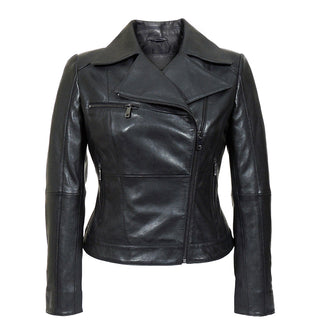 IL Womens Rigid Short Biker Leather Jacket-0