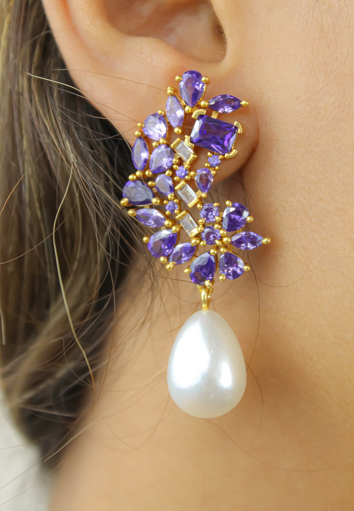 Golden Frosty Pearl Earrings by Bombay Sunset-5